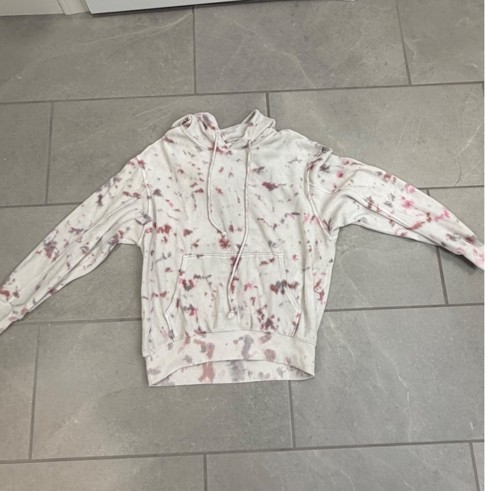 Treasure & Bond Womens Small Tie Dye Hoodie Sweatshirt Cream Pink Purple Grey